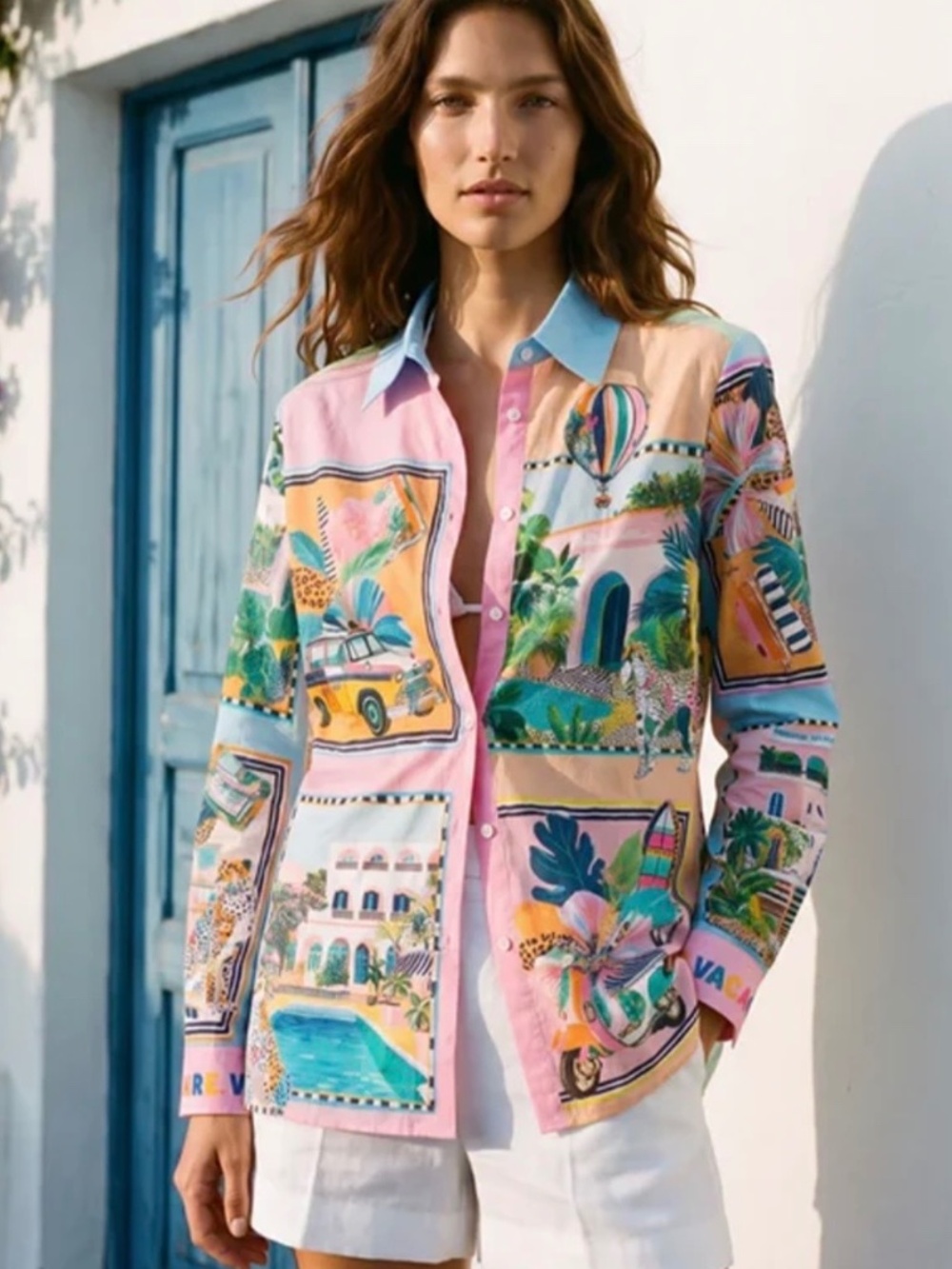 Vilagallo Sole Voile Print Camisa